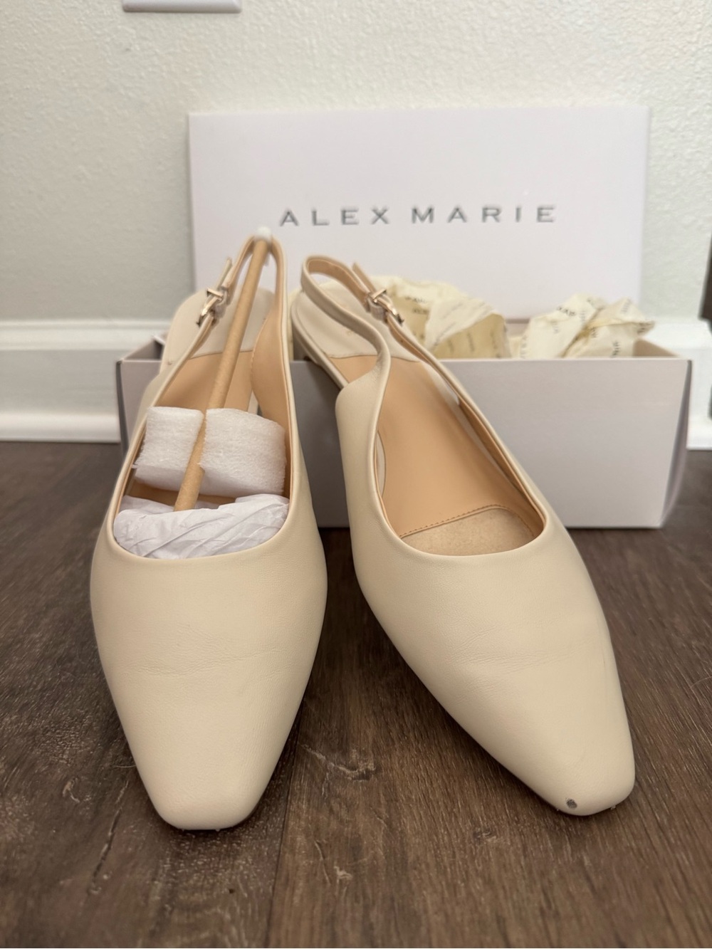 Alex Marie Cream Pointed Slingback Flats